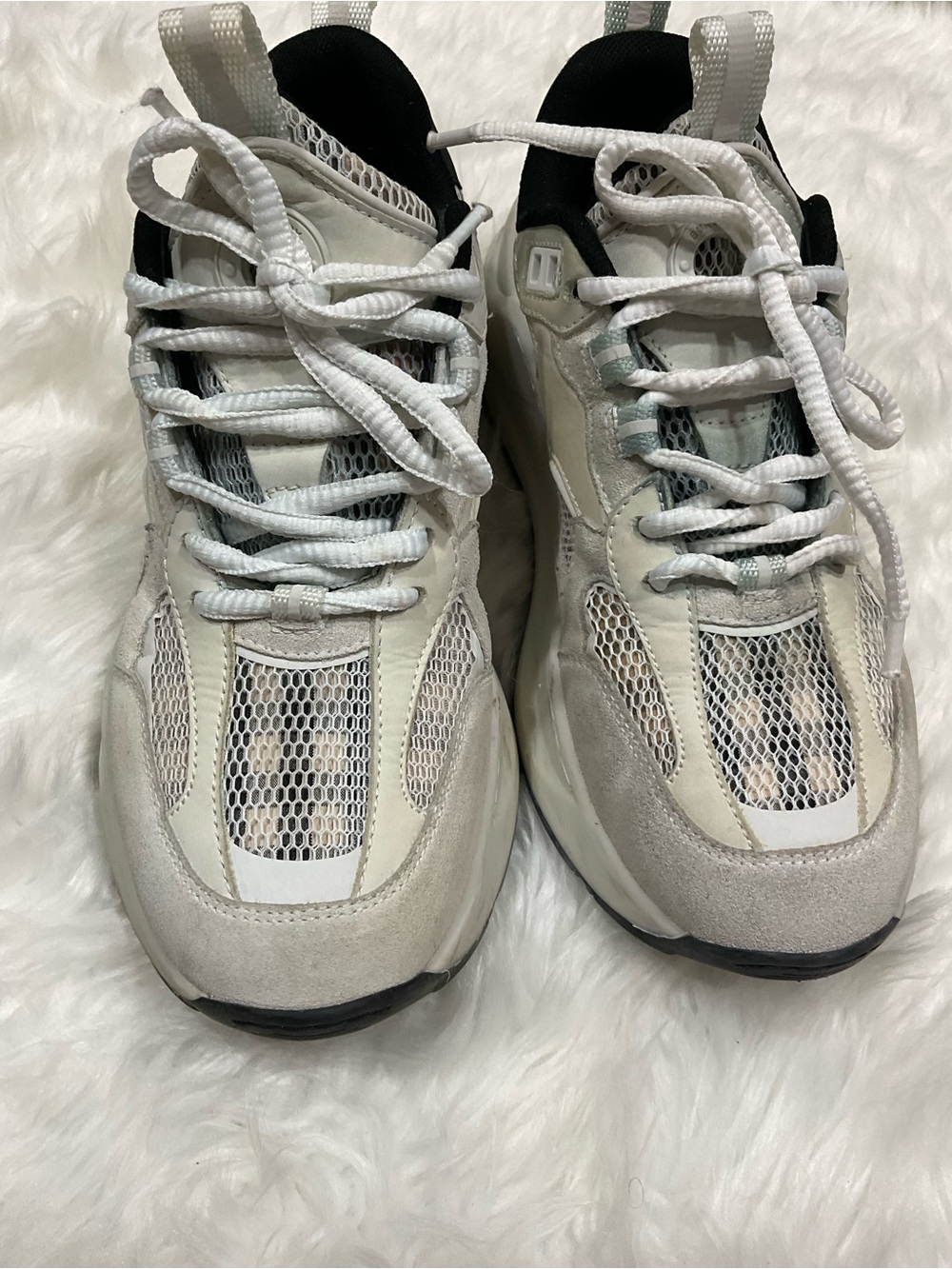 Women’s Burberry Logo Print Leather, Suede and Check Mesh Sneakers - Picture 6 of 13